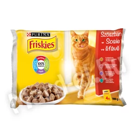 Friskies Nedves macskaeledel húsos válogatás szószban 4x85g