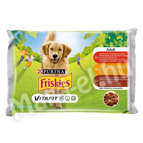 Friskies alut. kutya marha-csirke-bárány zselében 4x100g